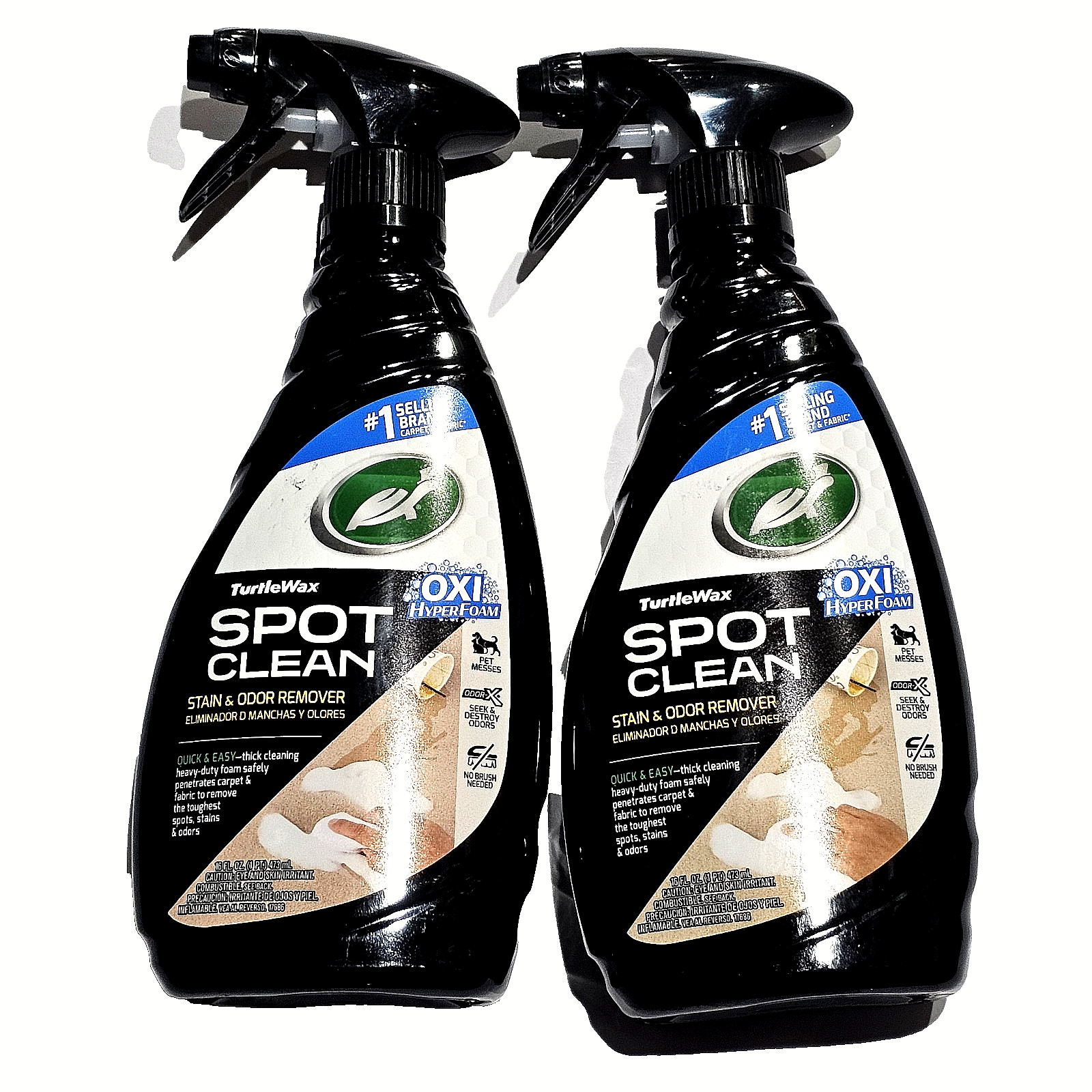 2 Pack Turtle Wax Spot Clean Stain & Odor Remover 16oz