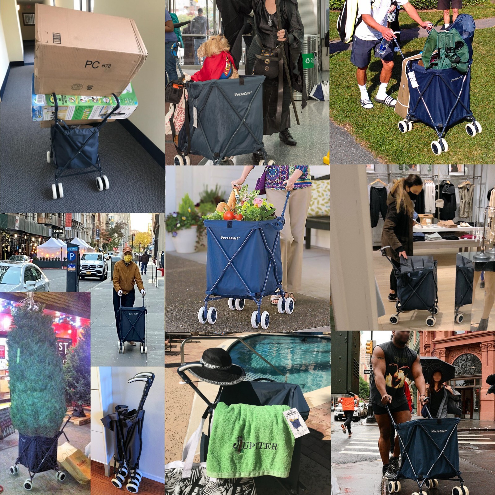 The Original Patented Versacart Transit Folding Shopping and Utility Cart, Navy