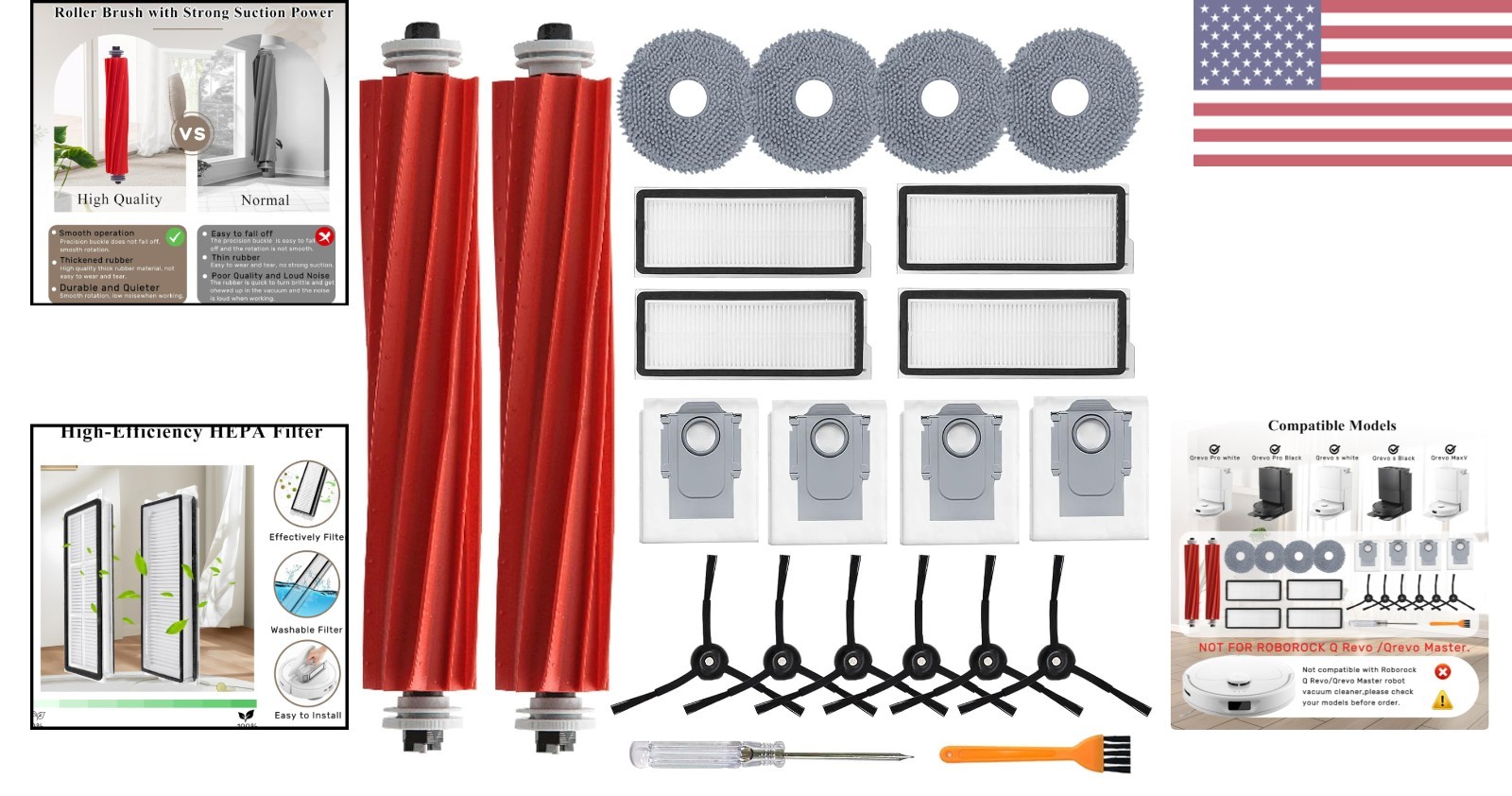 22 Pack Accessories Kit for Roborock Qrevo S/Plus/Pro/MaxV – Ultimate Cleaning