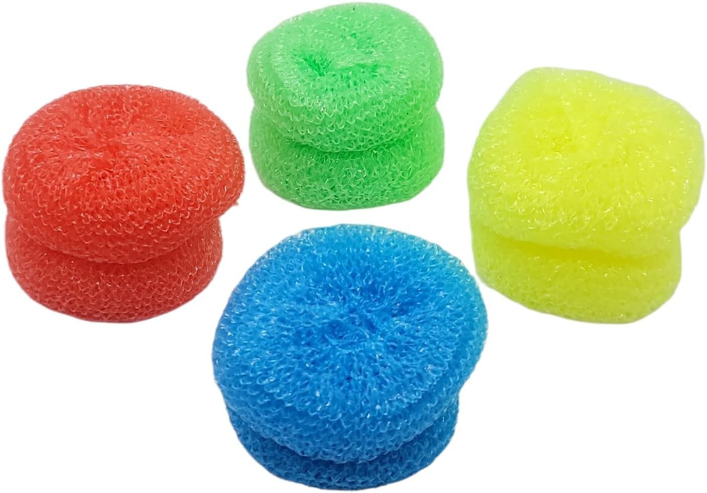 24 Pack Assorted Colors Round Nylon Dish Cleaning Scouring Pads, Mesh
