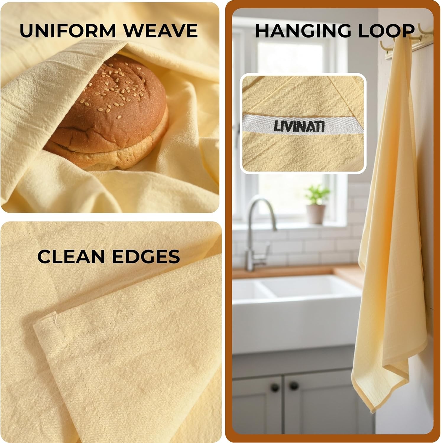 Natural – Blank Plain – Linen Tea Towels For Kitchen – For Crafting Embroidery