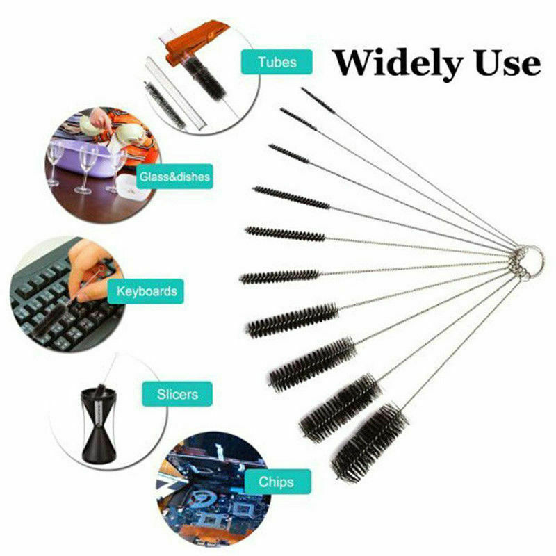 1-10 US Nylon Straw Brush Cleaner Bottle Tube Pipe Small Long Cleaning 10Pcs Set