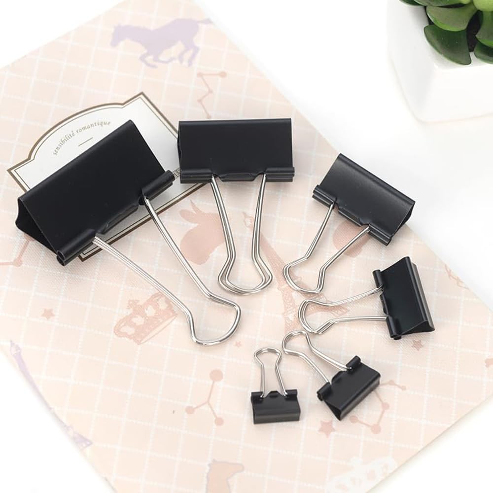 Binder Clips 100 Pack 0.75inch, 19mm Mini Black Office Paper Small,