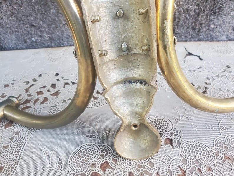 Vintage Brass Coat Rack Art Nouveau Barbershop Style Wall Hooks MCM Regency