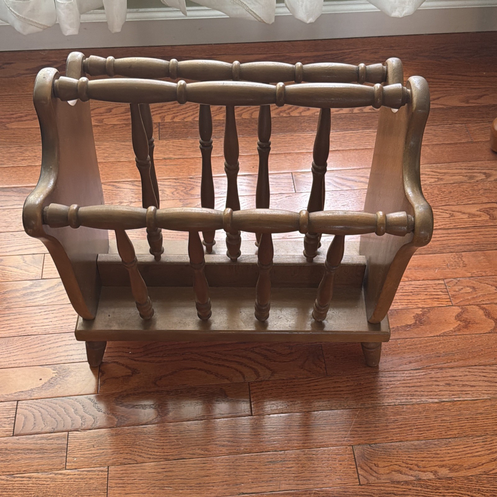 Vintage Magazine Rack Solid Wood Spindle Heavy Sturdy MCM Made In Japan