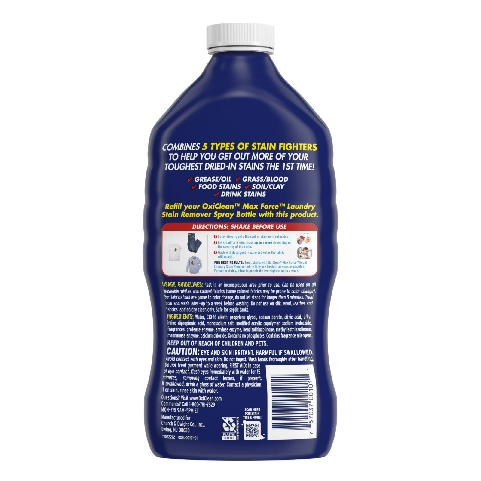 OxiClean Max Force Laundry Stain Remover Spray Refill, 48 fl oz​..