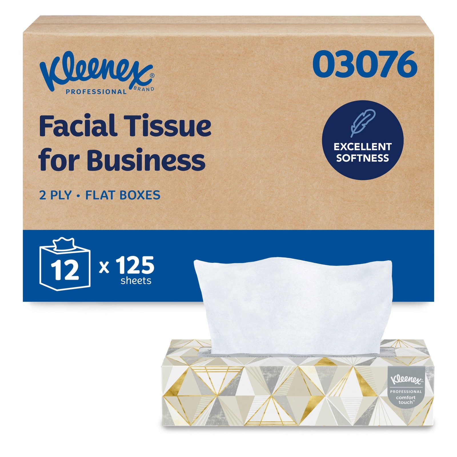 Kleenex Professional Facial Tissue 2-Ply White Flat Box (12 Boxes / 1500ct)