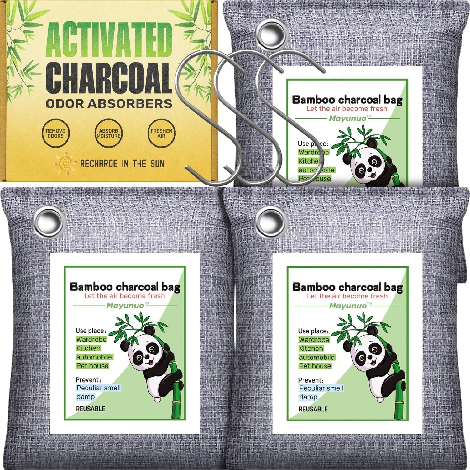 Activated Charcoal Odor Absorber for Strong Odor, Basement, Cars, Closets, Sh…