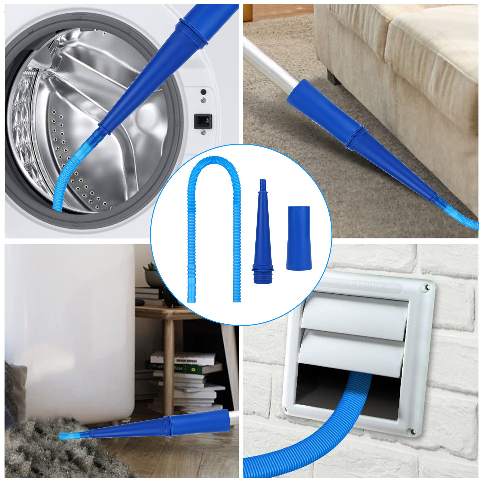 Dryer Vent Cleaner Kit, Vacuum Hose Attachment Brush Lint Remover Home Cleaning