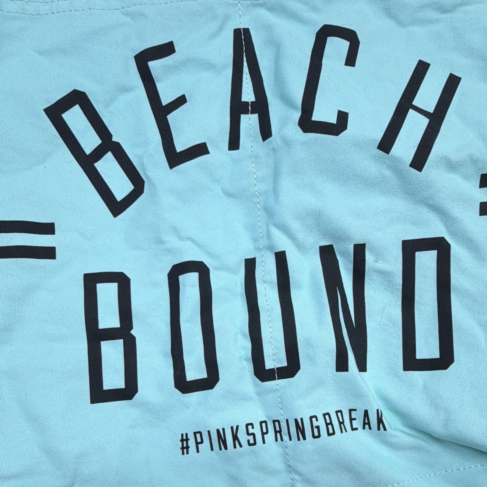 Light Blue “Beach Bound” Reusable Fabric Tote Bag #PinkSpringBreak