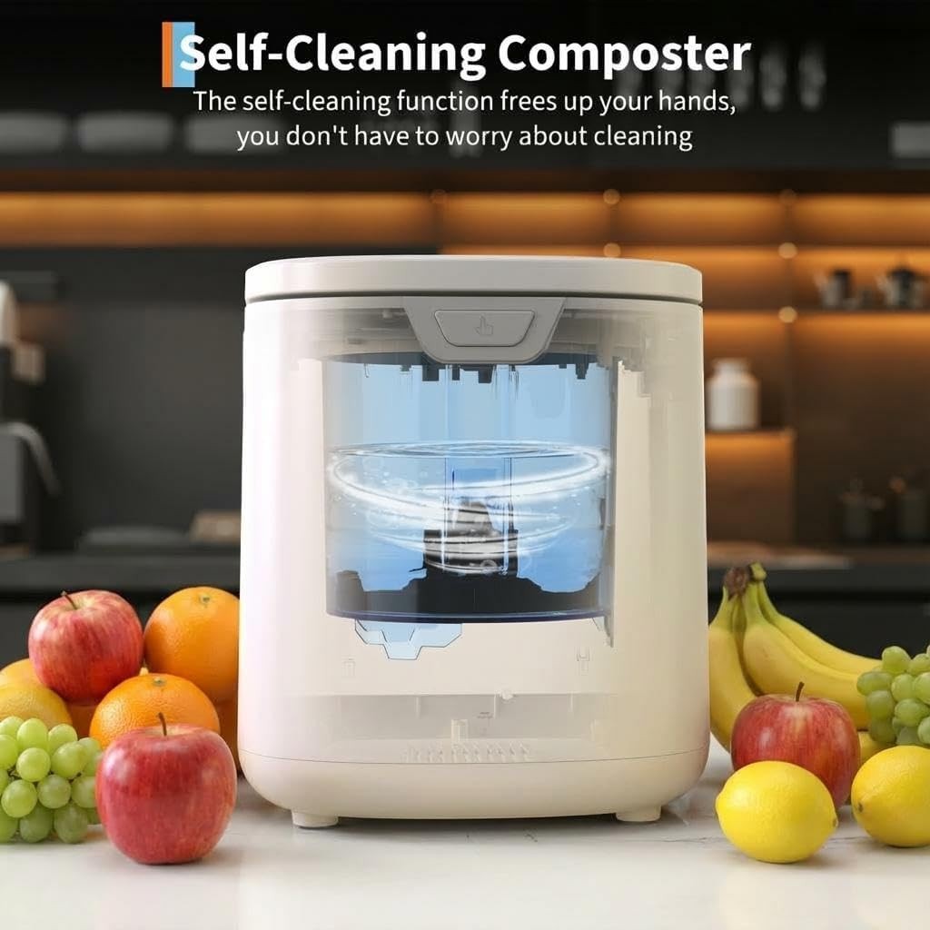 3.5L Electric Countertop Compost Bin, Food Cycler with Auto-Clean 3.5L, White
