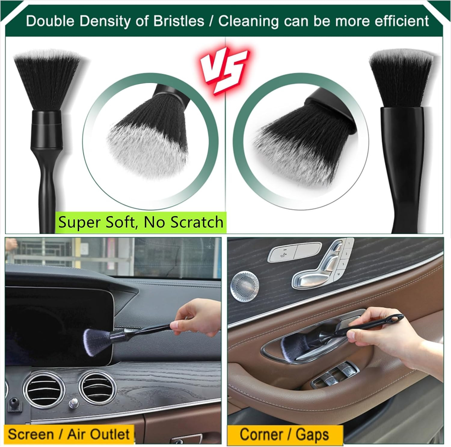 Car Detailing Brush Kit Interior Cleaning Gel Dash Vent Dusting Tools Auto SUV