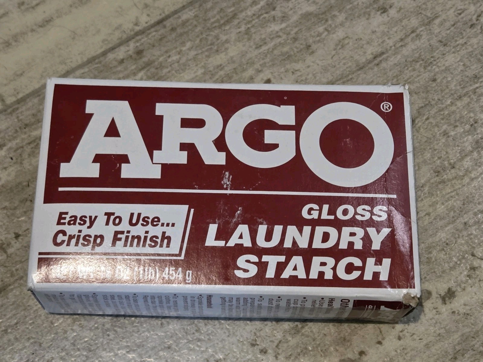 Argo Gloss Laundry Starch 1 lb (16 oz) Easy to Use Crisp Finish DISCONTINUED NOS