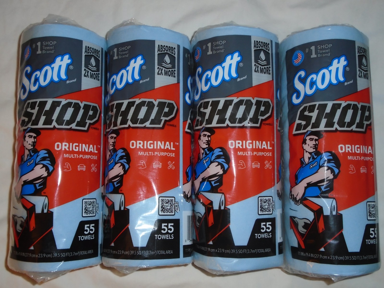 Set of 4 Scott Original Blue Shop Paper Towels 55-Sheet Rolls – NEW