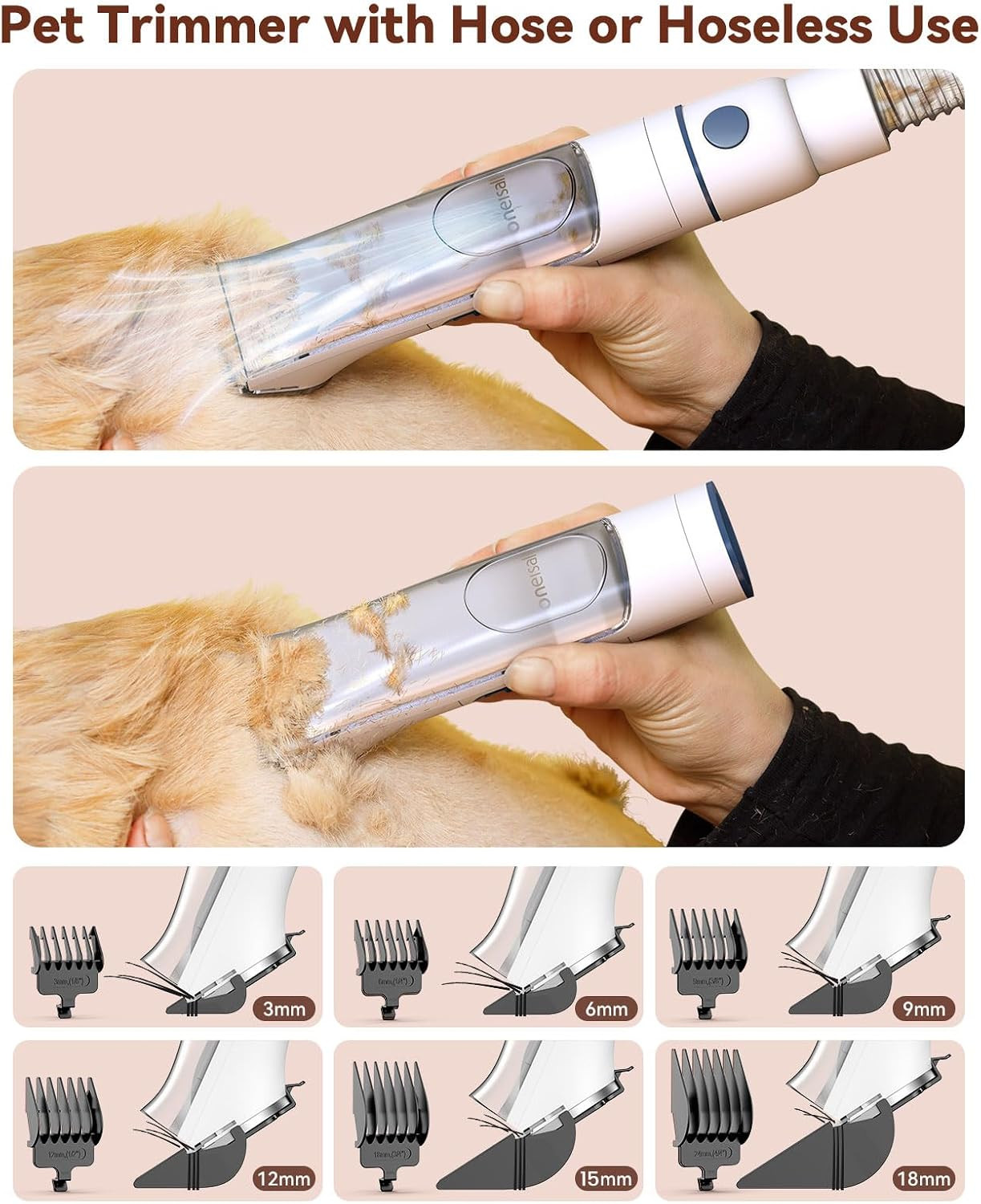 Oneisall Dog Grooming Vacuum, 13000Pa Extra Large 3L Dust Cup Pet Vacuum with Cl