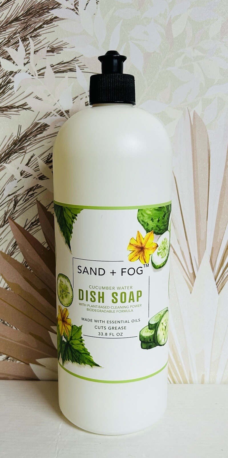 Sand + Fog ~ Cucumber Water Dish Soap with Essential Oils 33.8 fl oz