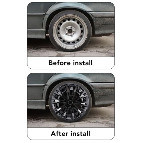 15″ Hubcap Wheel Covers Replacement,Wheel Rim Cover Universal R15 Hub Black