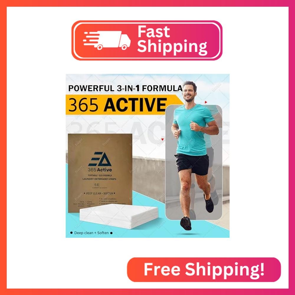 365 Active Eco-Friendly Portable Laundry Detergent Sheets – 3-in-1 Travel Laundr