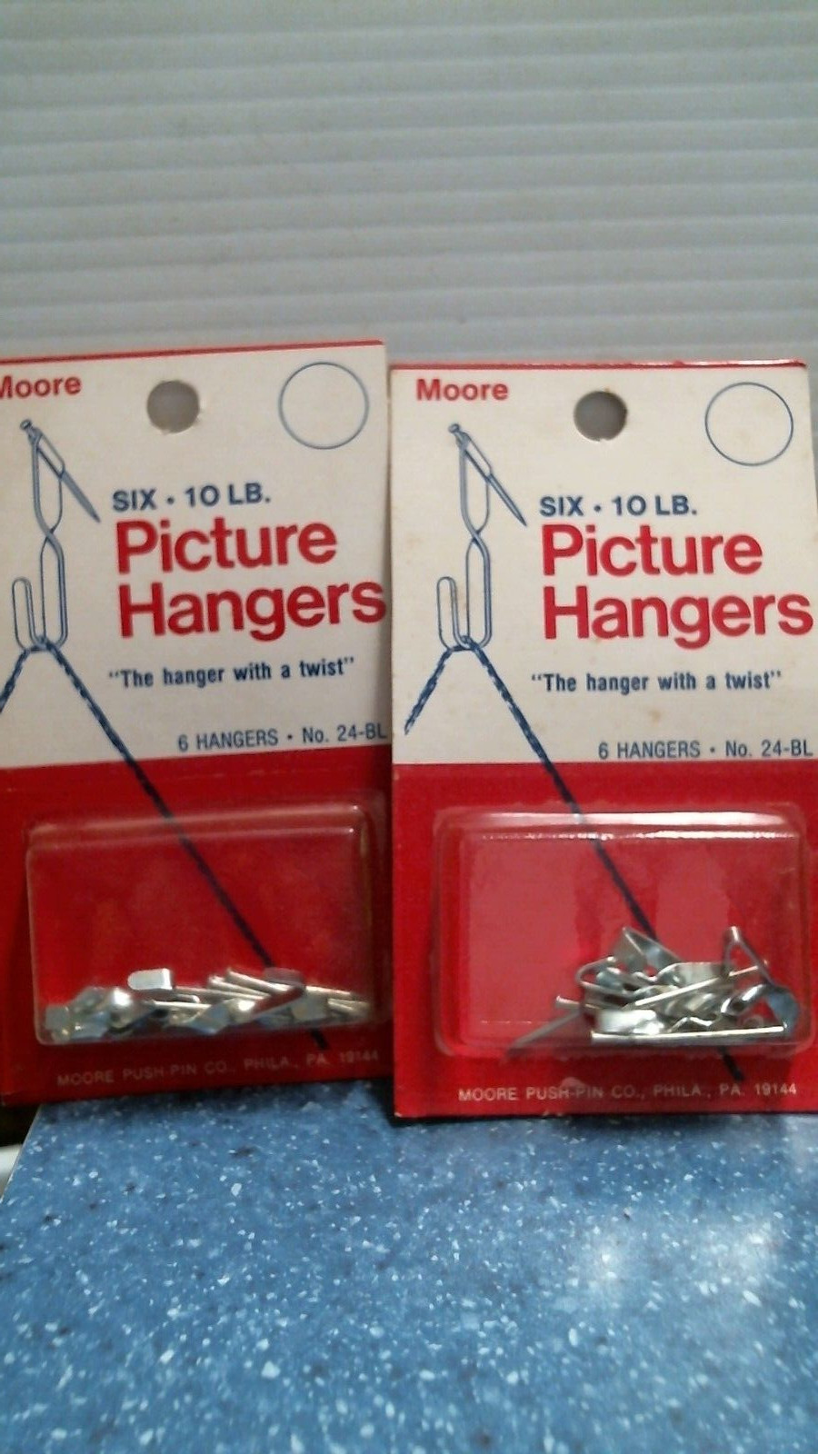 Moore 6, 10 Lb. Picture Hangers LOT OF 2 (24-BL) FS