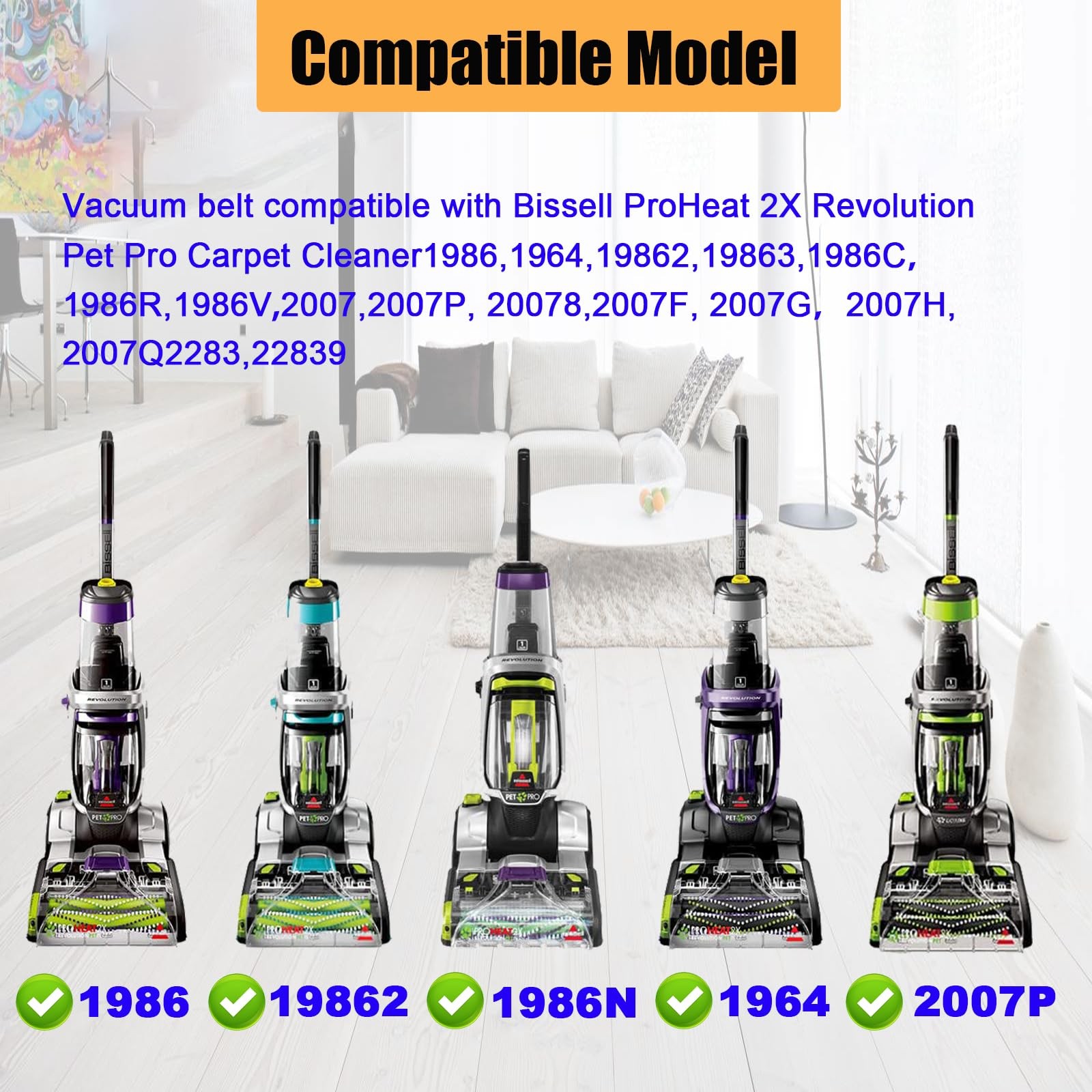 Vacuum Replacement Belt for Bissell ProHeat 2X Revolution Pet Pro Carpet Clea…