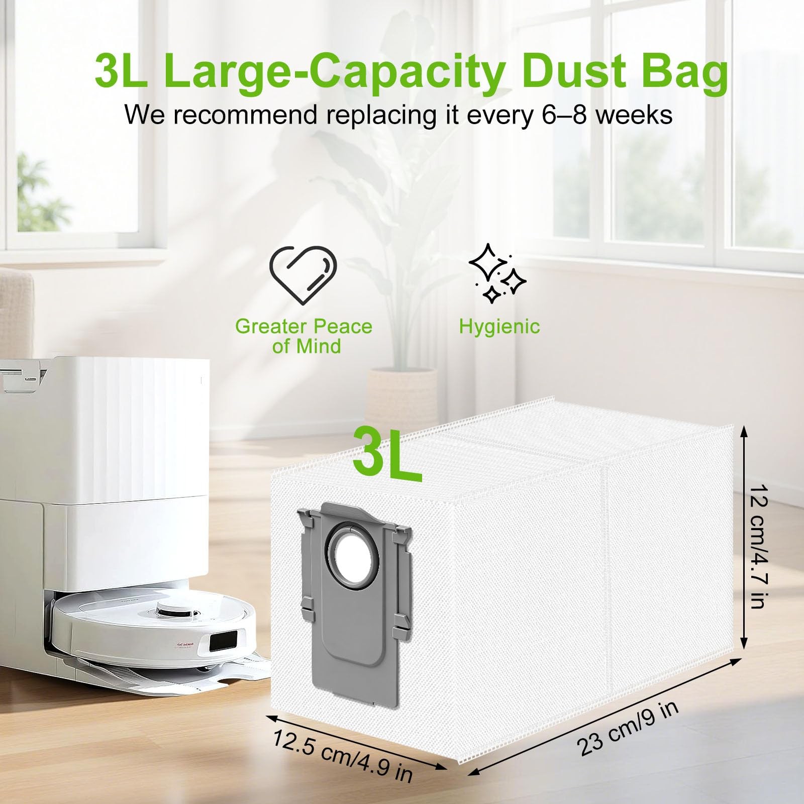 20 Pack Dust Bags Replacement for Roborock QRevo, 3 L Large Capacity