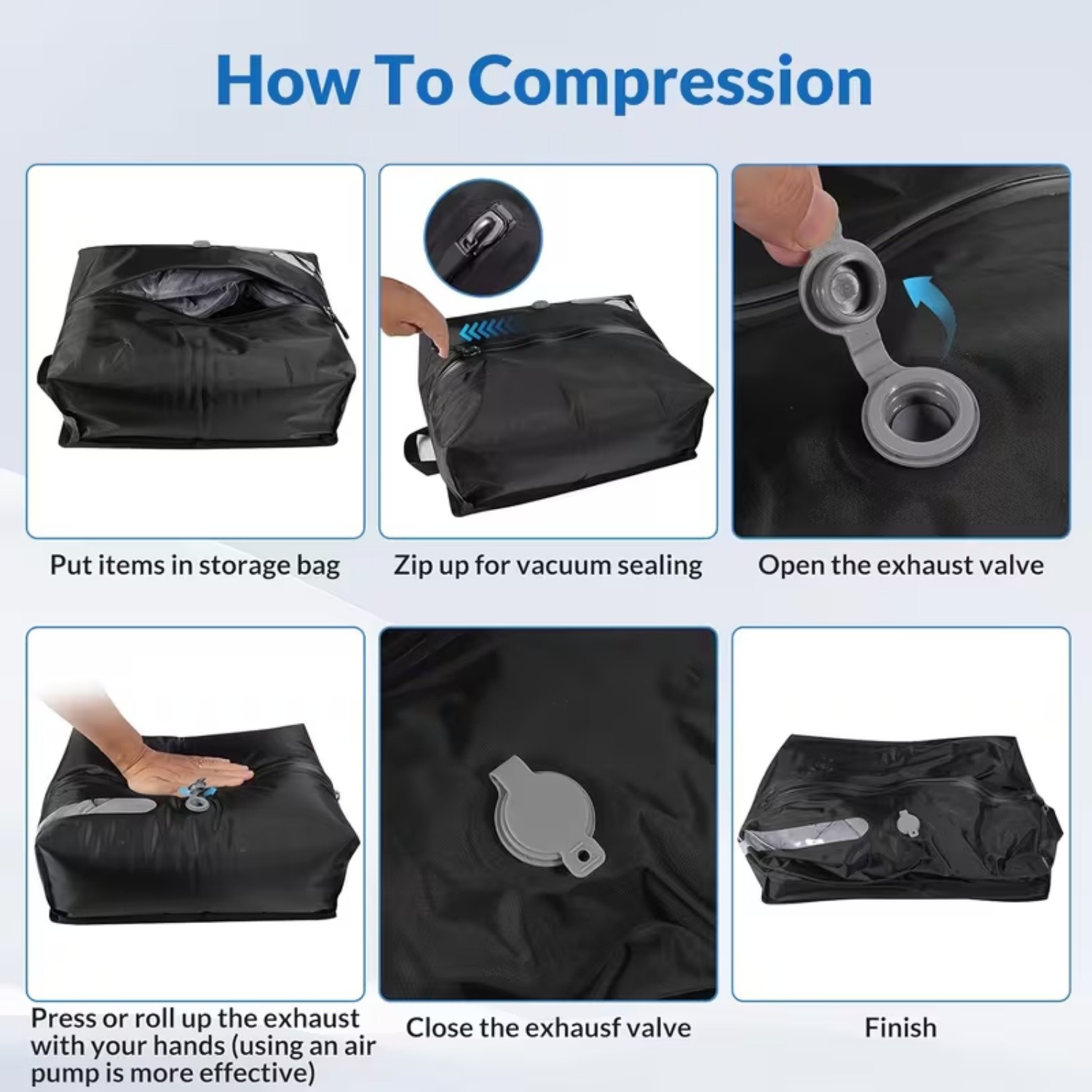 Travel Vacuum Bags for Luggage with Wireless Pump, Reusable Space Saver 2 pack