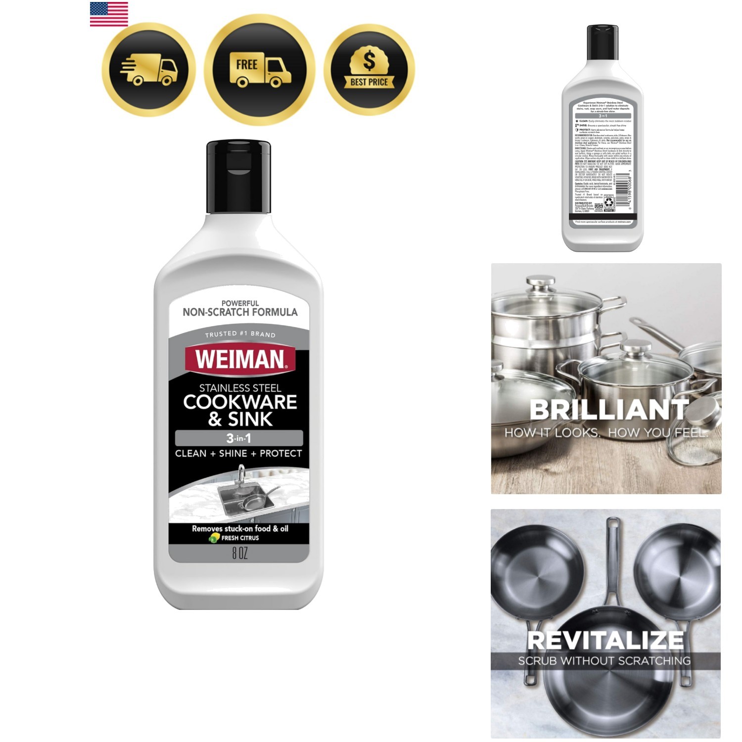 Stainless Steel Sink and Pots & Pans Cleaner and Polish