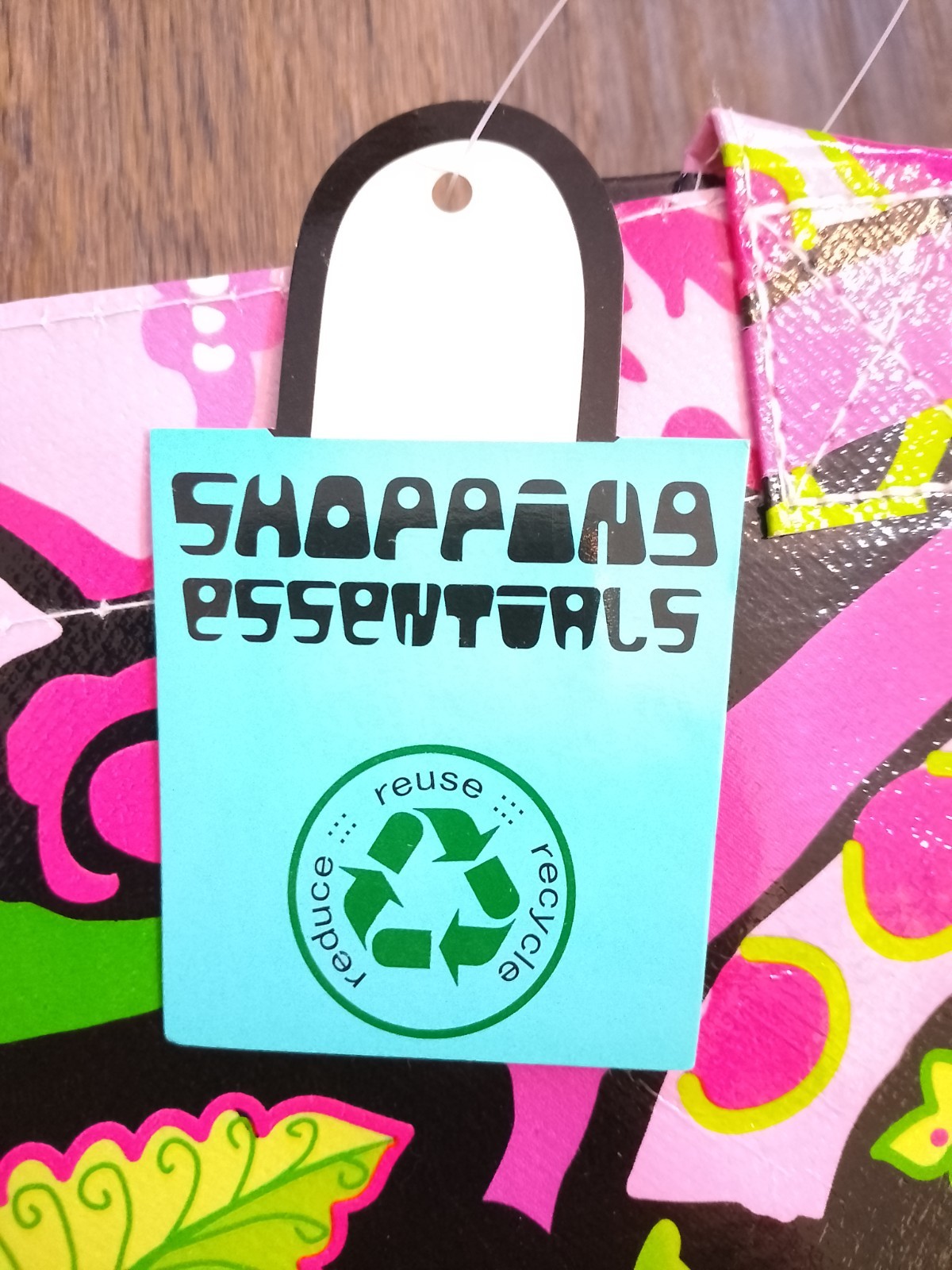 Shoppers essentials recyclable flower grocery bag 13.5×8.5×16 in used