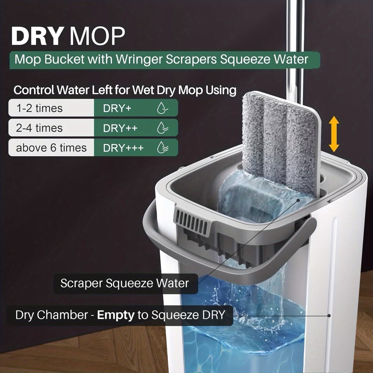 Commercial Flat Mop Bucket Set, Hardwood & Tile Floor Cleaner