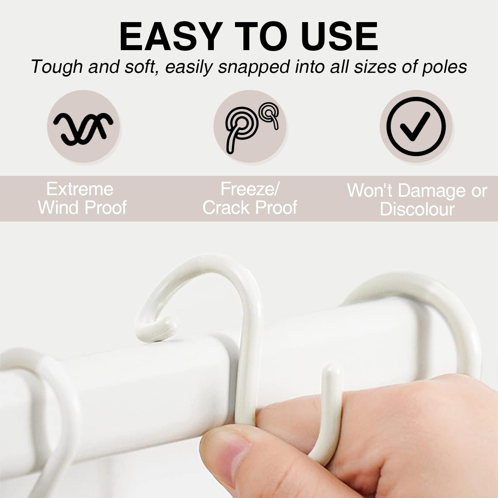 24 PCS White Plastic S Hooks for Hanging, Holds Up to 10 Lbs
