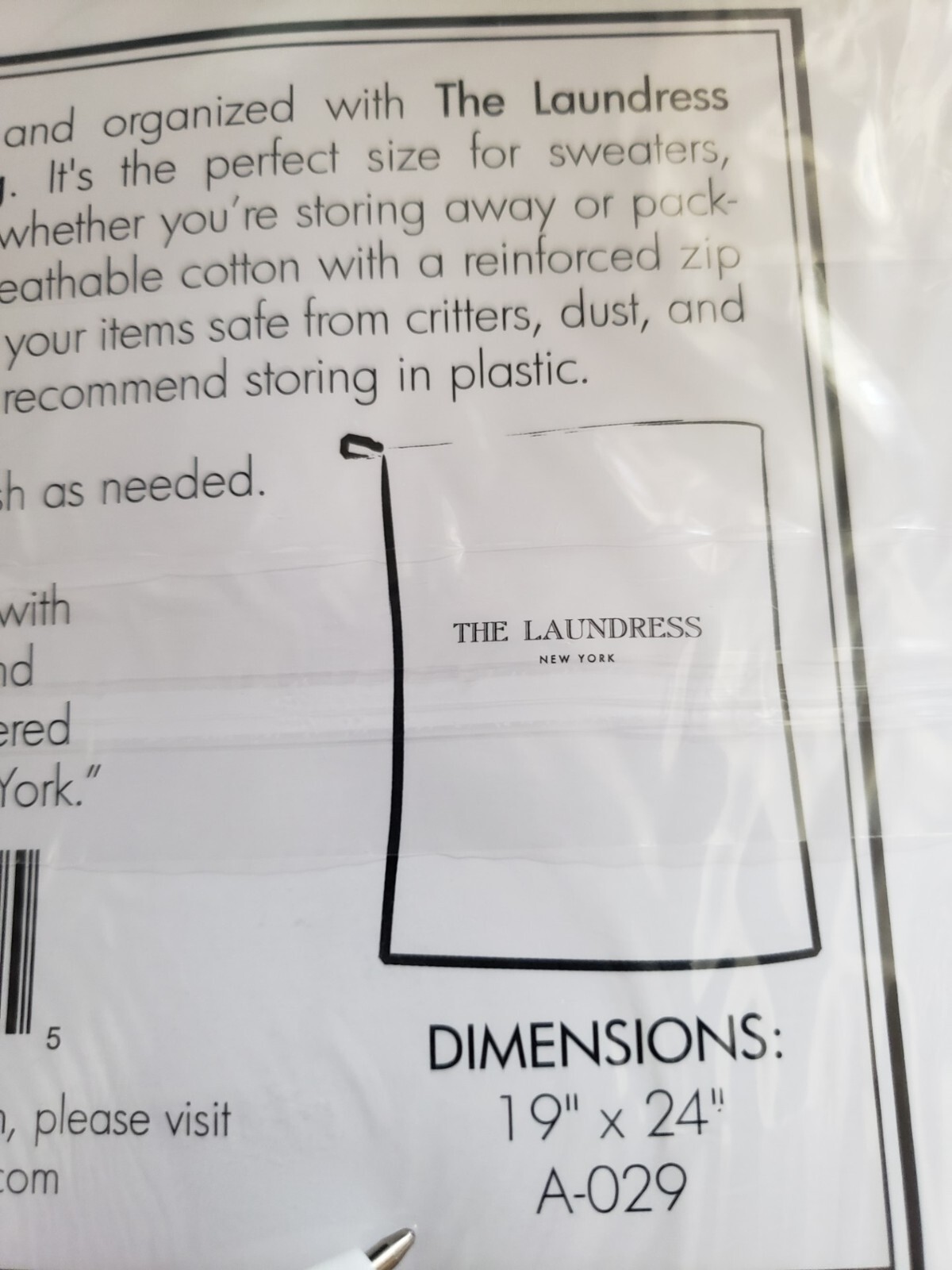 The Laundress – ALL PURPOSE STORAGE BAG – 1 pack – One Size Fits All – 19″ x 24″