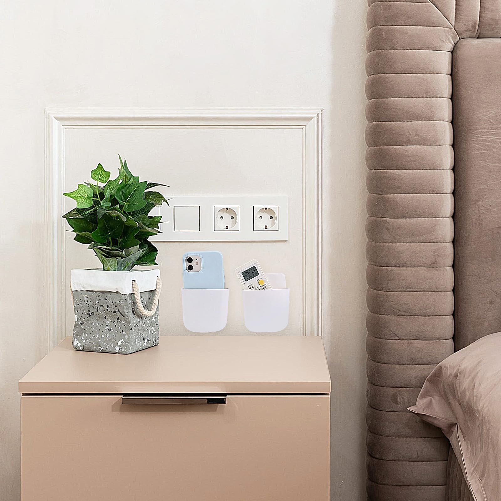 8 PCS Remote Control Holder Self Adhesive Wall Mounted Storage Box Organizer
