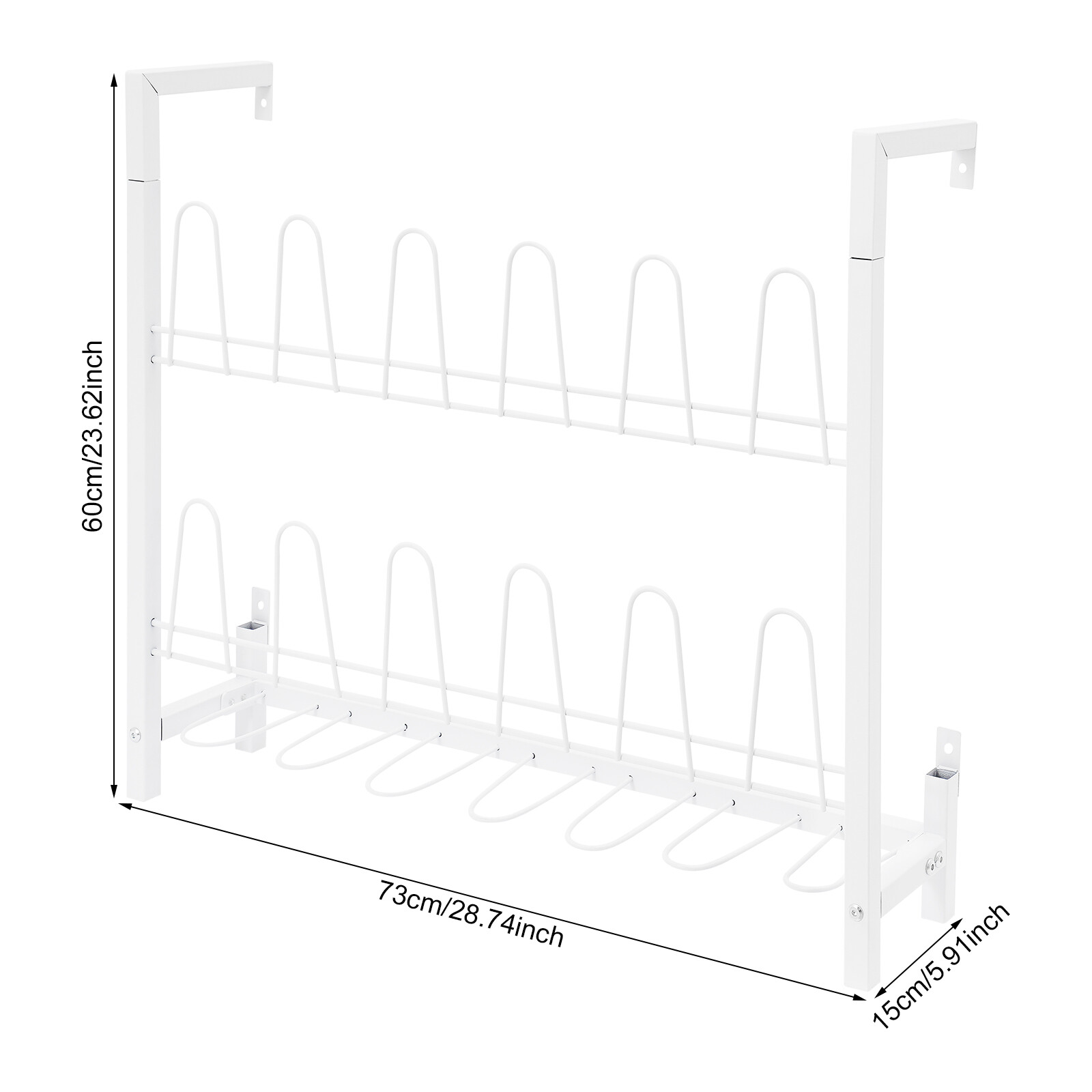 3 Tier Wall Mounted Shoe Rack, White Metal Wire Boot Rack Hanging Shoe Organizer
