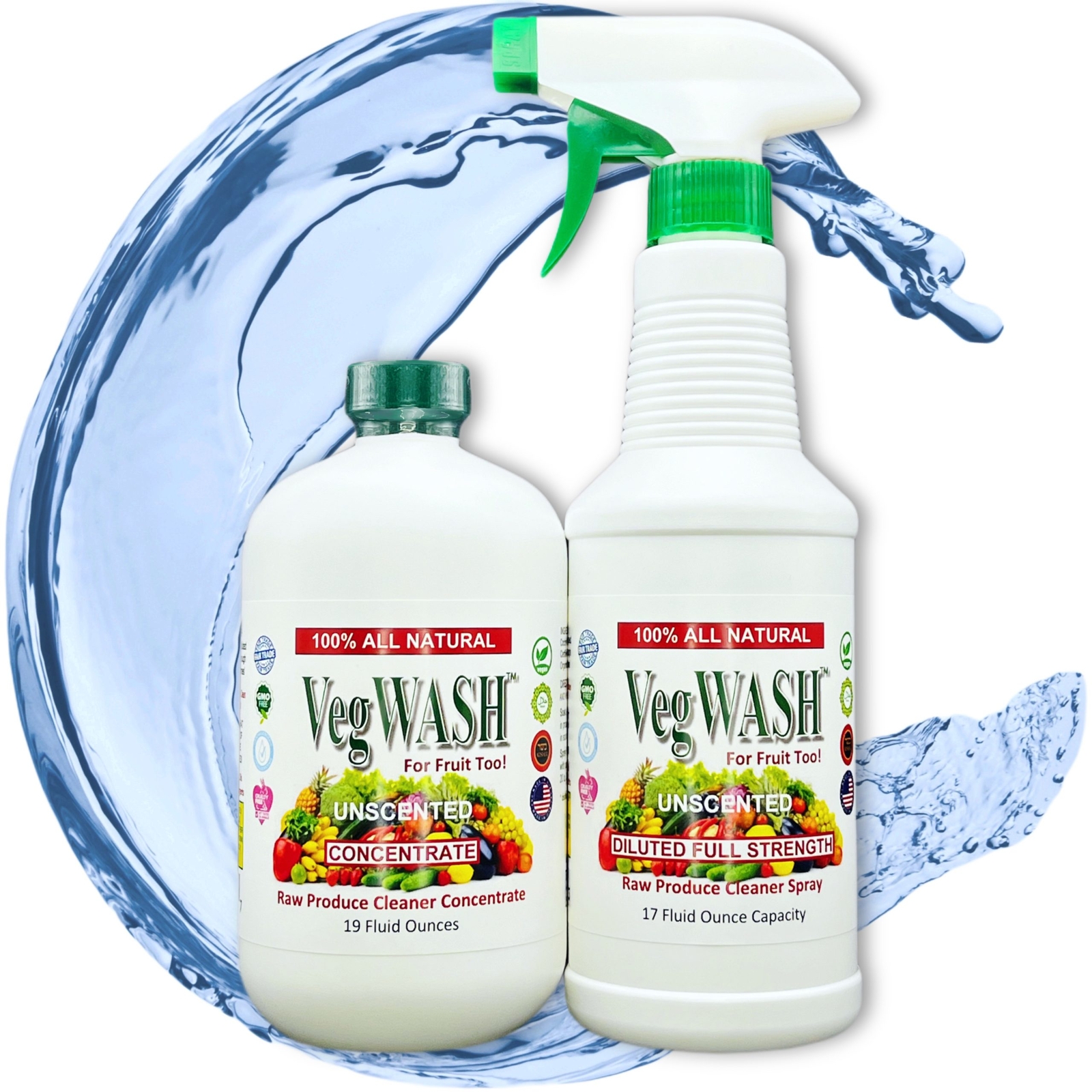 VegWASH™ Raw Produce Cleaner Concentrate Set – 19 Refills of 16.9 Fl Oz Spray