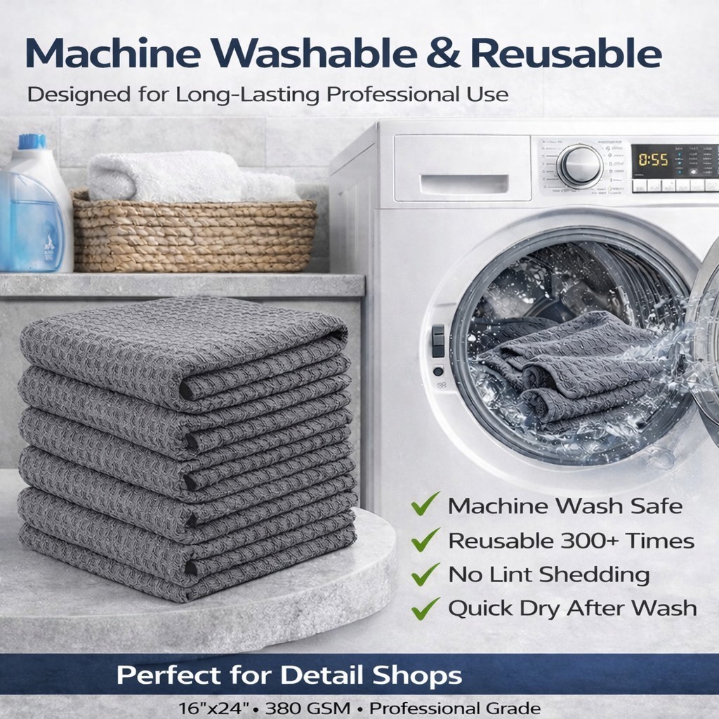 Microfiber Car Drying Towel Car Detail Cleaning Cloth Waffle Woven Large 16″x24″