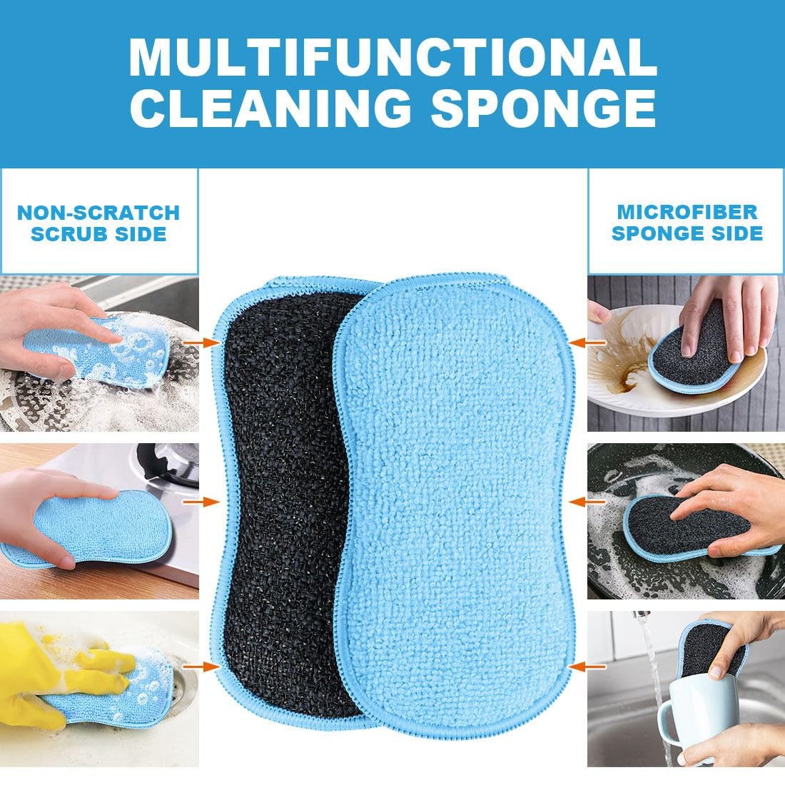 Non Scratch Sponges 12 Pack, Multi Purpose, Dish Pots Pans, Blue