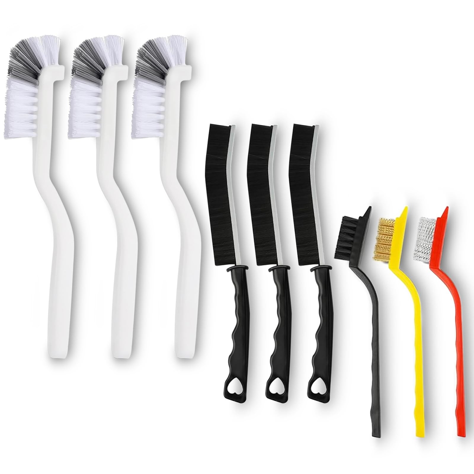 9 Pack Crevice Cleaning Brush Set, Hard Bristle Detail Brush Set for Deep Cle…