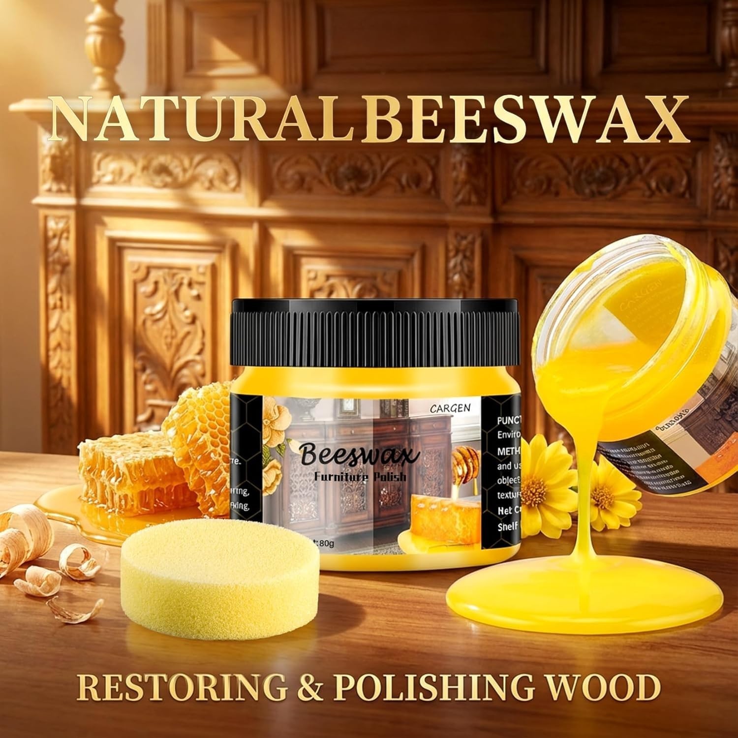 Beeswax Furniture Polish Wood Wax – Wood Polish & Conditioner Restorer for Ha…