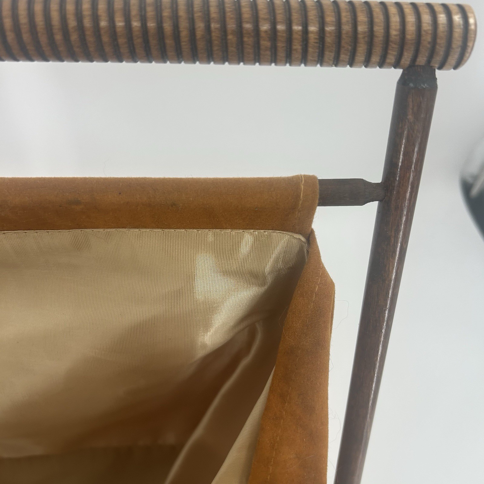 Vintage MCM, Mid Century Modern Folding Wood Leather Magazine Rack Fast Shipping