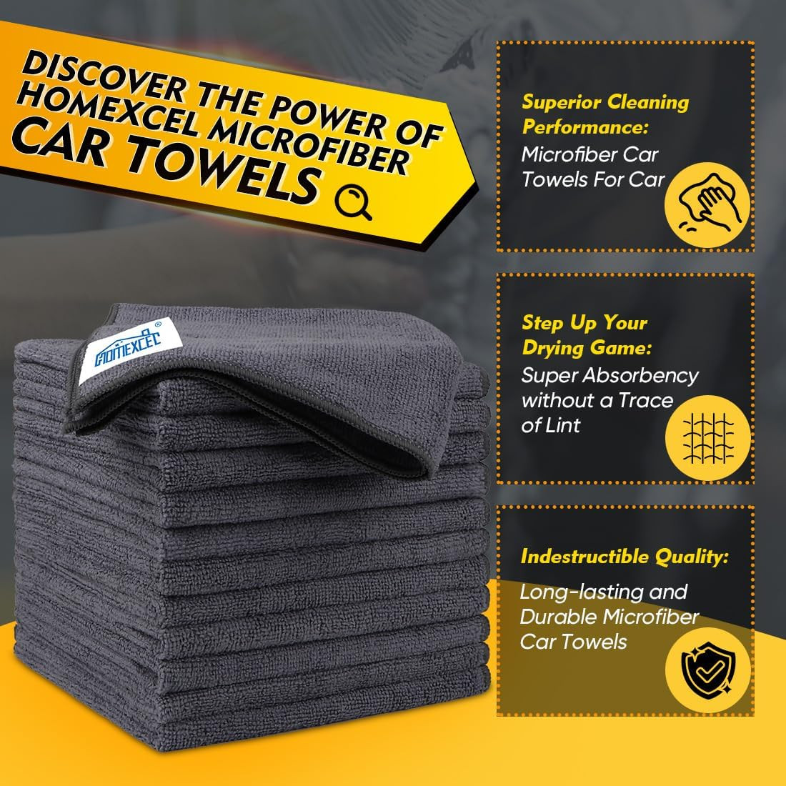 Microfiber Cleaning Cloths 12 Pack, Premium 16 X 16 Inch Microfiber Towel for Ca