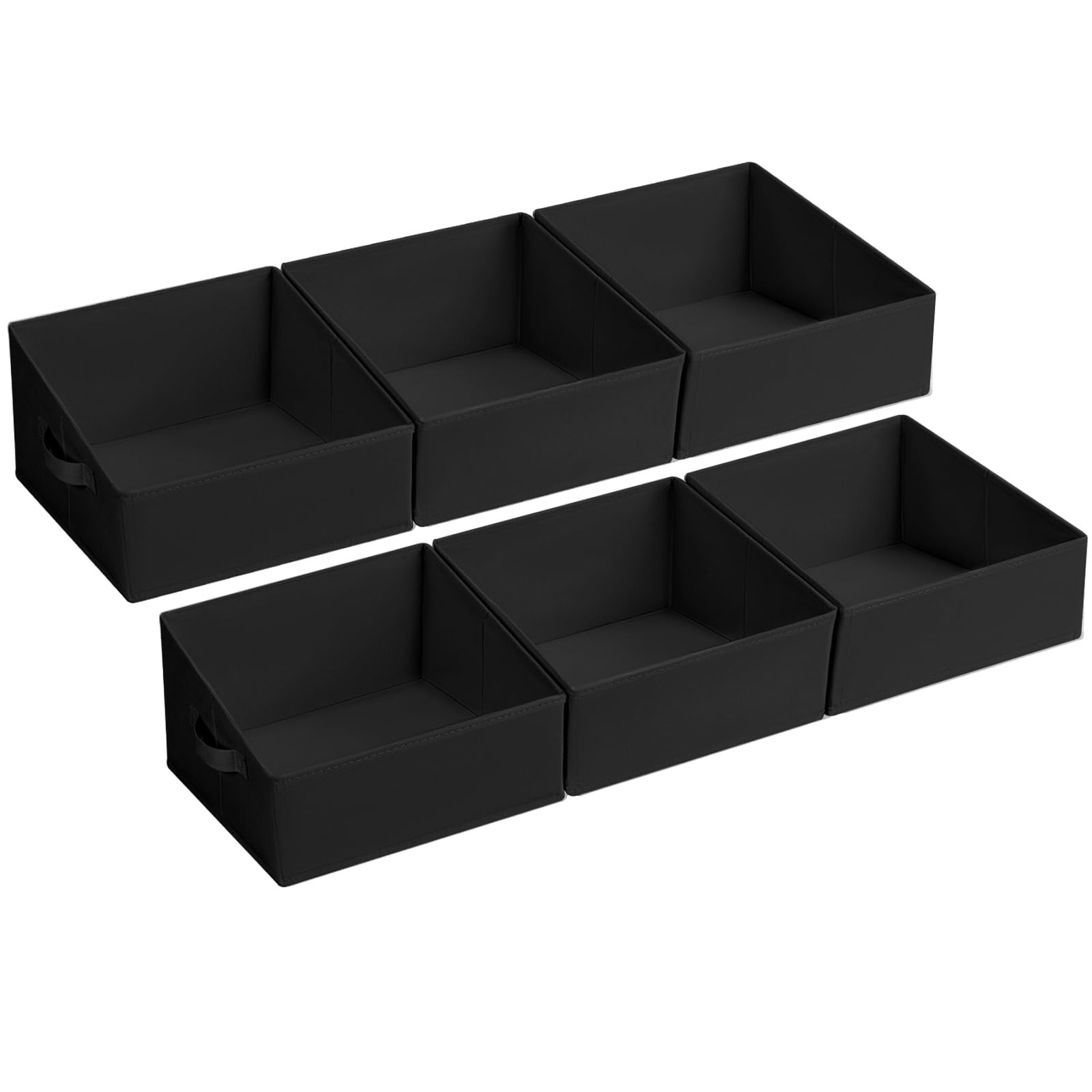 Trapezoid Storage Bins For Closet Shelves 6 Packs Black Organizers Baskets