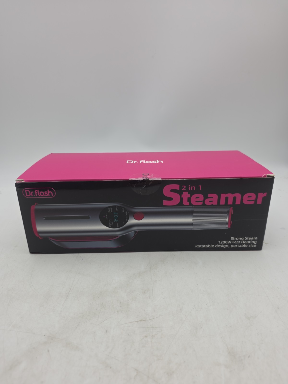 Dr.flash Steamer 1200W Strong Steam Fast Heating Rotatable Silver Pink