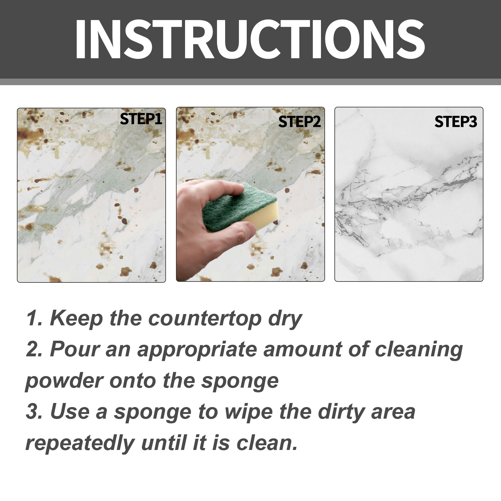 Stone & Marble Cleaner Powder Granite Tile Polish for Kitchen Countertop