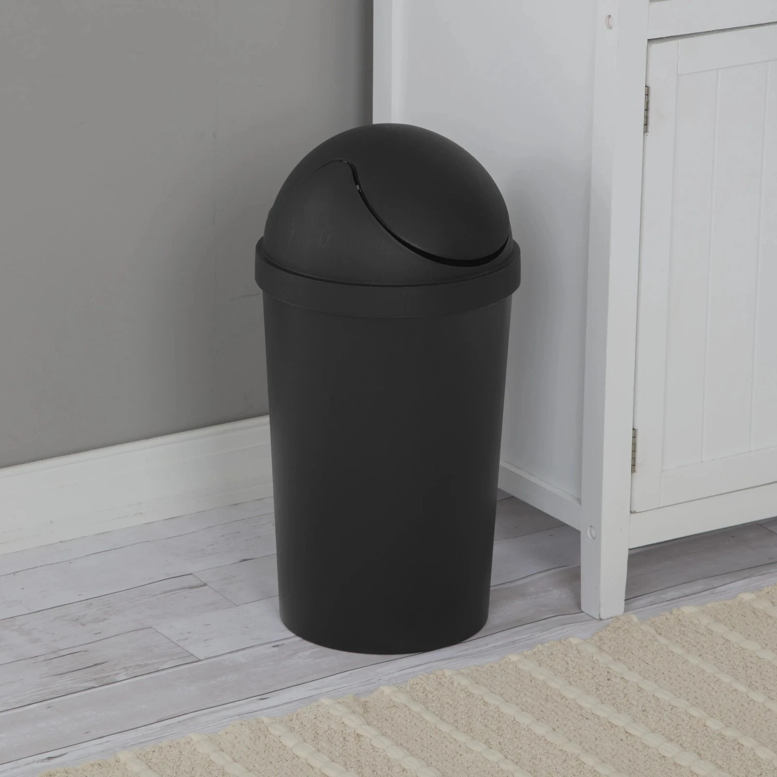 3 Gallon Bathroom Swing Top Wastebasket Small Plastic Round Trash Can with Lid