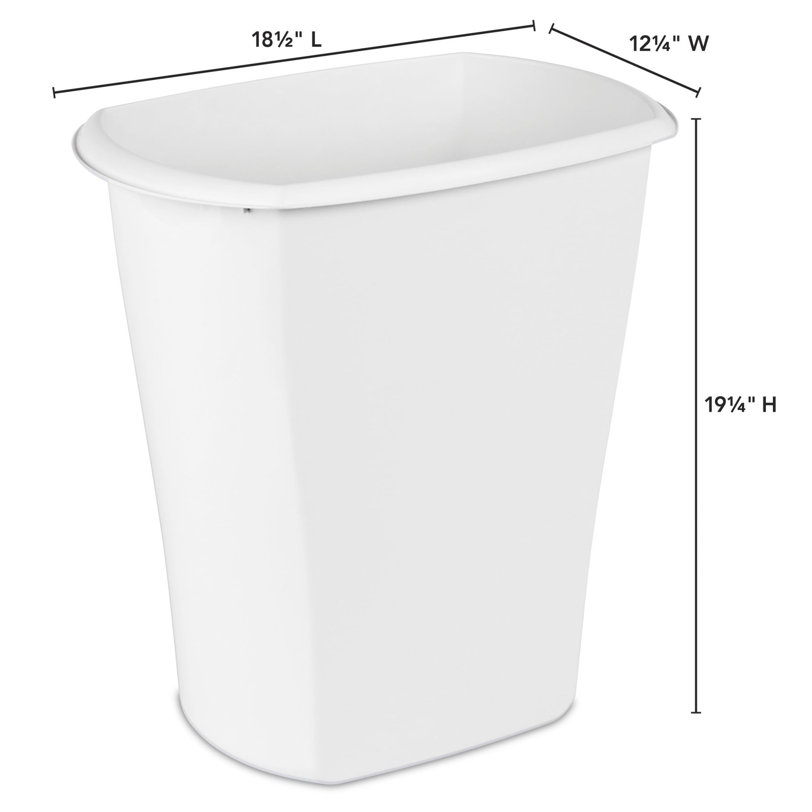 Large Kitchen Trash Can, 10 Gallon Plastic Garbage Bin with No Lid, White