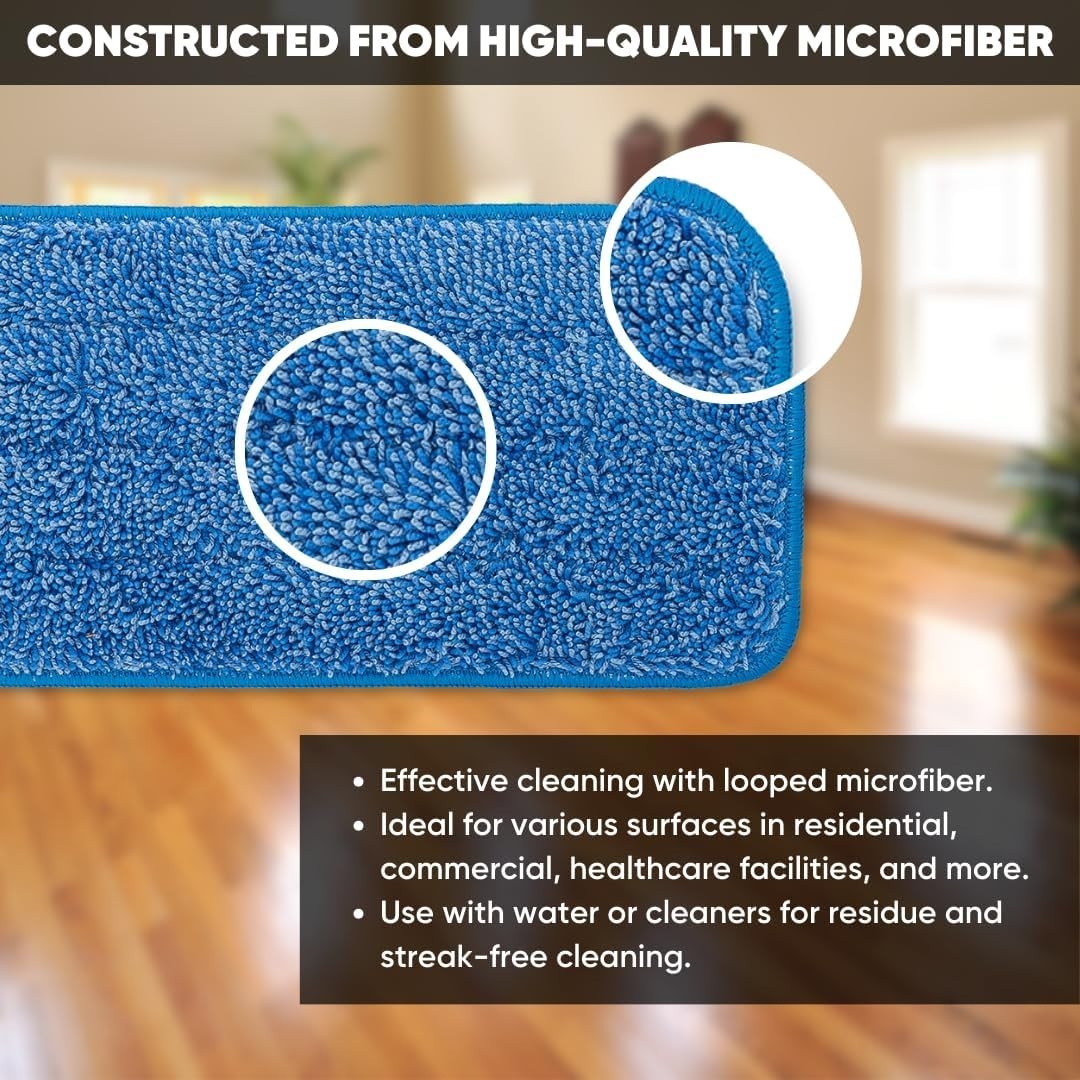 3 Pack of Reusable 18-Inch Microfiber Mop Pads – Compatible with Any Mop Frame