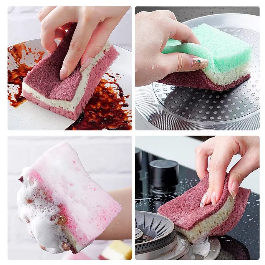 10pcs High Density Sponge Cleaning Cloth: Non-Greasy Dishwashing & Kitchen Tool