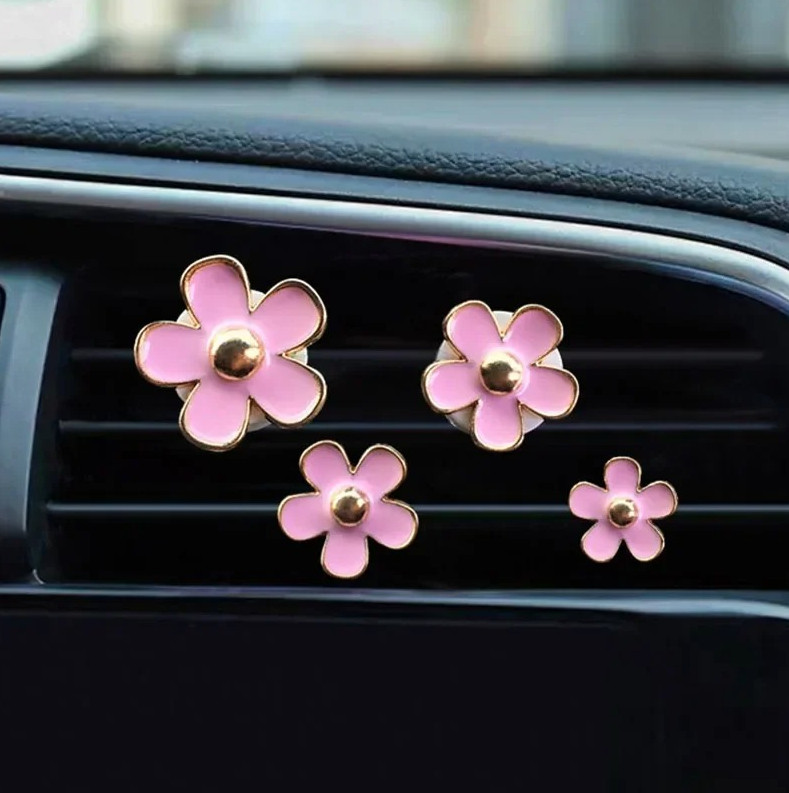 4 pcs Car Vent Perfume Clips Cute Flower Air Freshener Aromatherapy