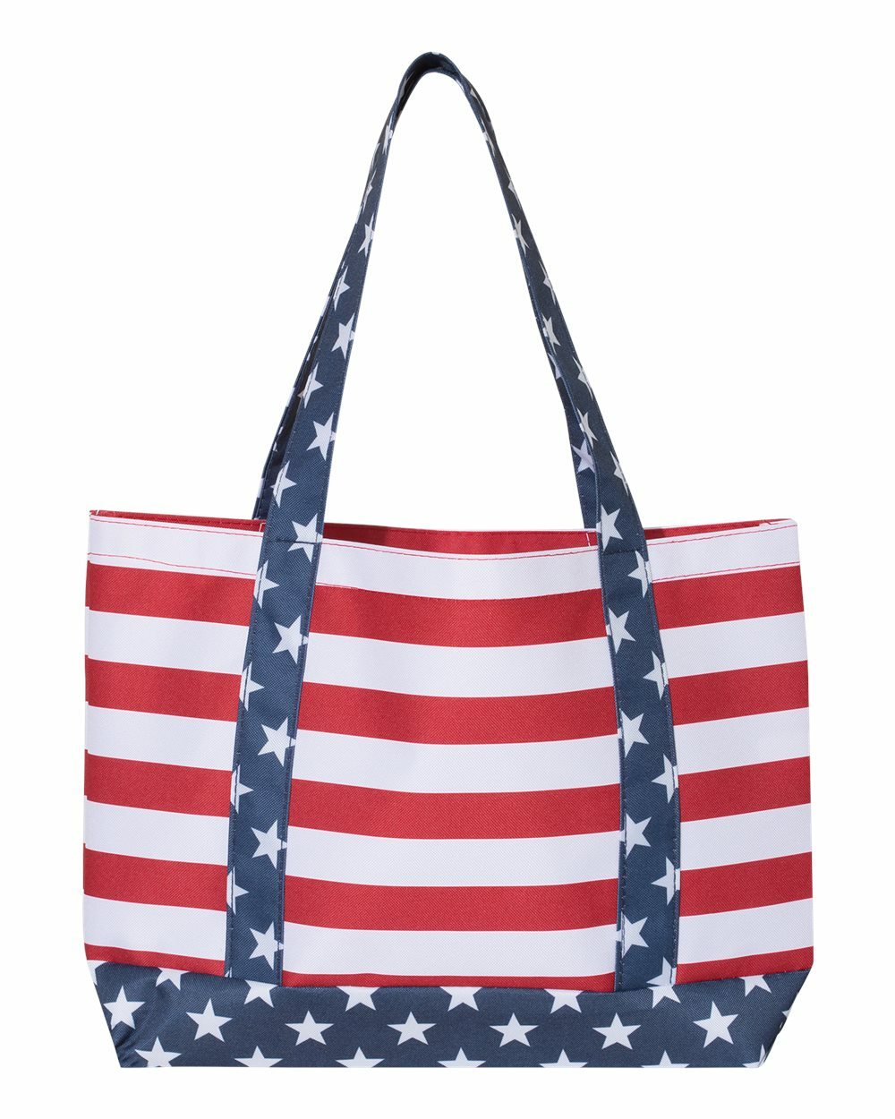 Americana Tote Bag Polyester Front Pocket Red/ White/ Blue Reusable Bags