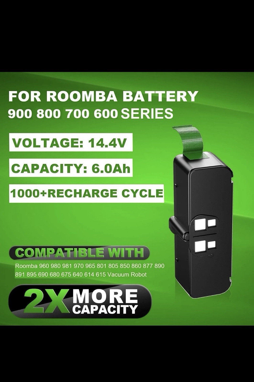 14.4V 6.0Ah Battery For iRobot Roomba 960 980 981 970 965 801 805 850 860 877